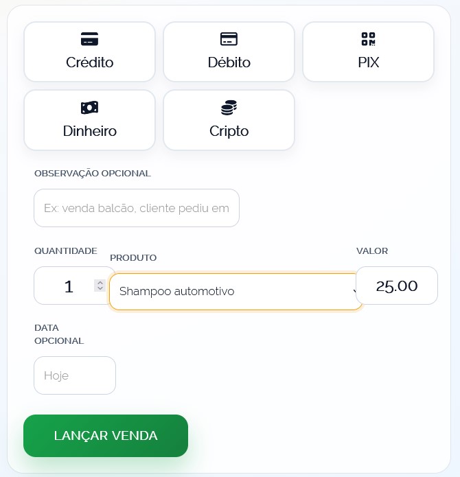 Sistema de gestão financeira simples para pequenos negócios