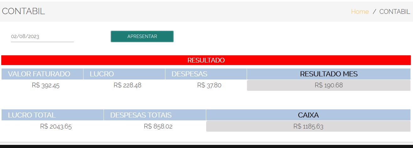 Tela do CAPITAAL com recursos de controle de vendas e resultados